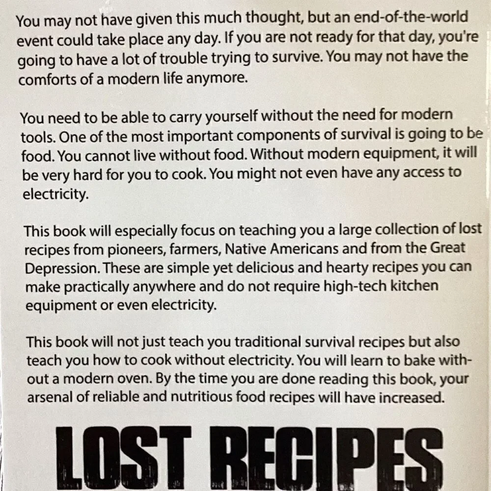 LOST RECIPES OF OUR ANCESTORS Learn How To Cook Without Electricity New Book